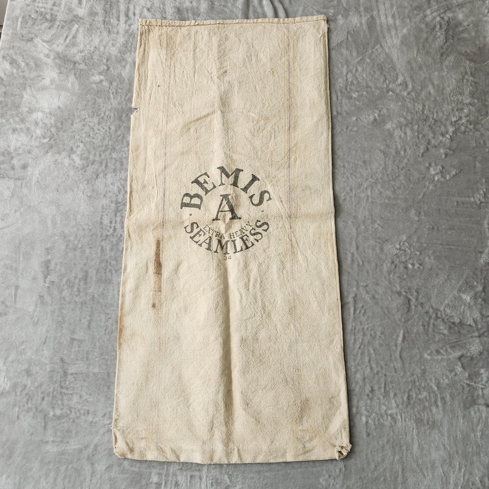 Large Vintage Bemis A Seamless Extra Heavy Striped Cotton Feed Bag 18"x41"